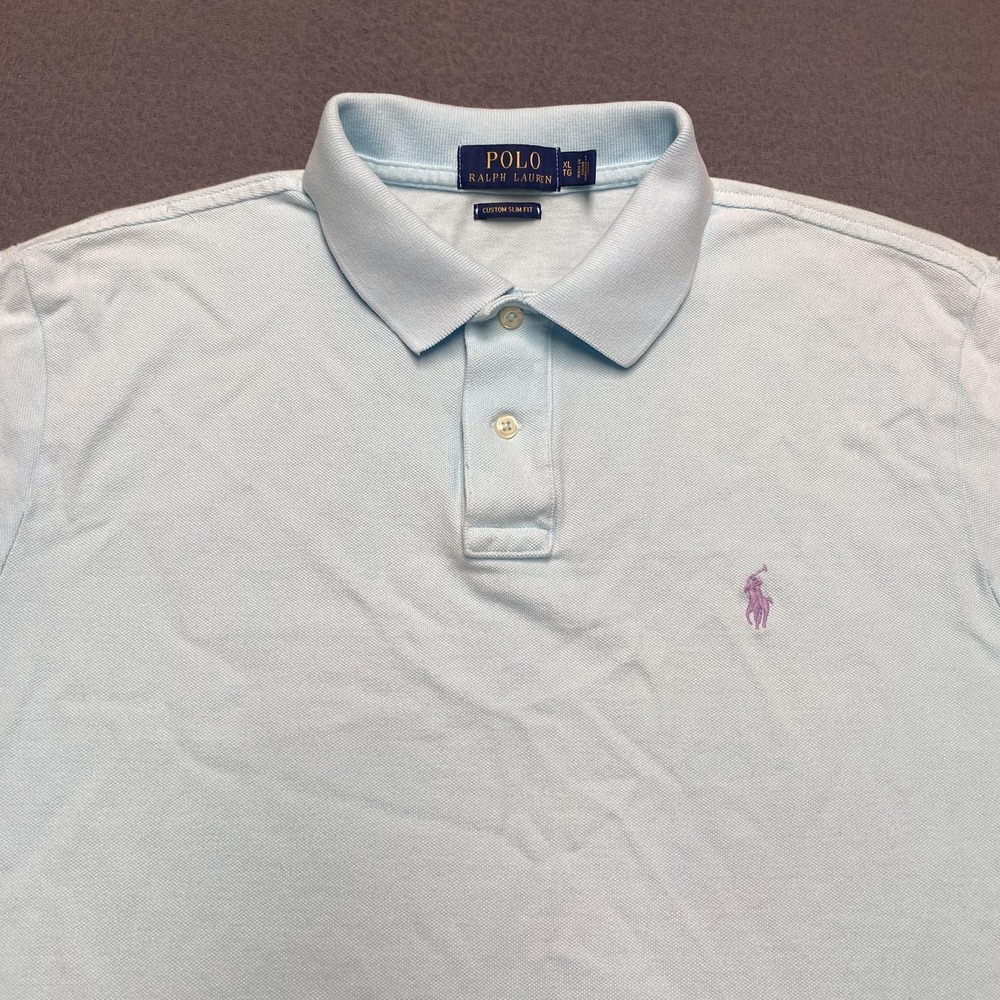 Polo Ralph Lauren Polo Shirt Mens XL Custom Slim Fit Purple‎ Pony Casual Golf